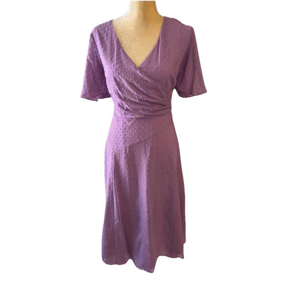 Donna Karan Lavender Cross Neck Midi Dress Size 12 - Picture 1 of 13